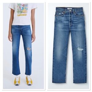 RE/DONE STRAIGHT 7OS HIGH RISE STOVE PIPE JEANS Sz 27